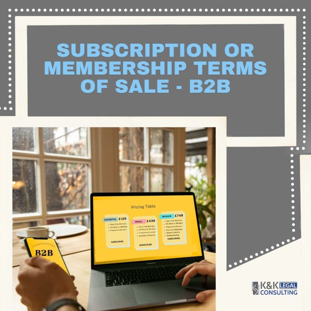 Subscription or Membership Terms of Sale B2B