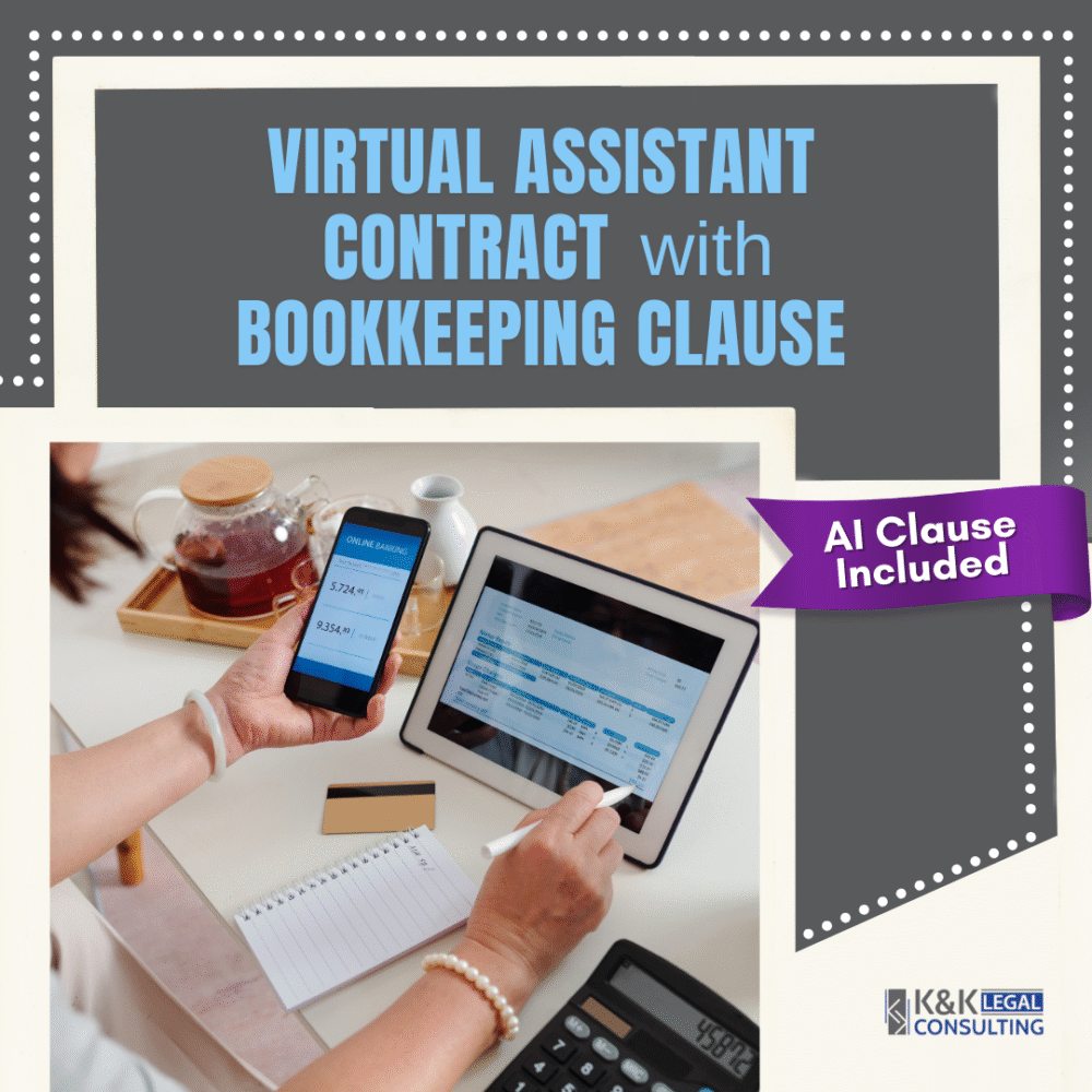 Virtual Assistant Contract / Agreement with Bookkeeping Clauses